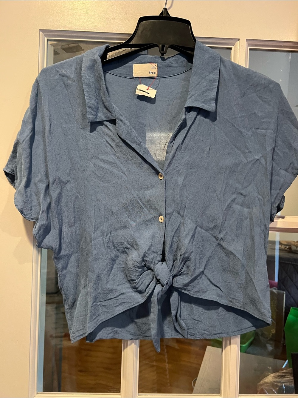 Wilfred Light Blue Tie-Front Button Shirt